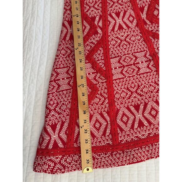 Maeve Dress Women's US 8 Red White Sleeveless Fit Flare Geometric Textured Zip - Picture 8 of 8